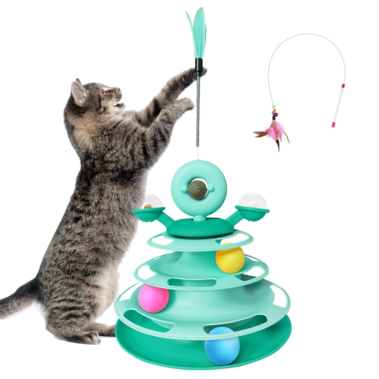 BluGun Interactive Cat Toy Kitten Toys Cat Toys with Catnip Balls Cat Toys for Indoor Cats Cat Ball Toy Cat Toys for Bored Indoor Adult Cats Green