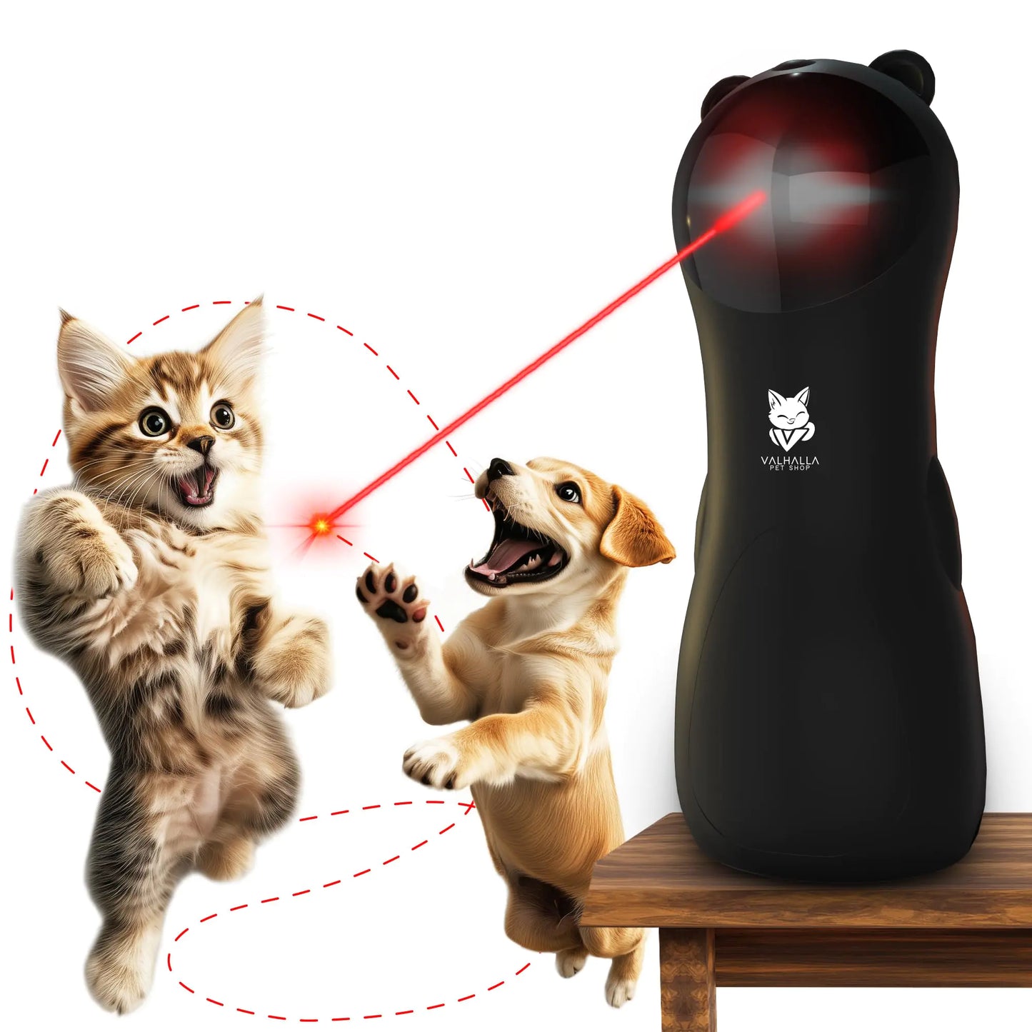 Valhalla Pet Shop Automatic Cat Laser Toy Interactive Laser Cat Dog Toys Indoor Cat Toys Rare 2025 Black Model Multiple Trajectories High & Low Speed for Cats Dogs & Kittens USA Retailer