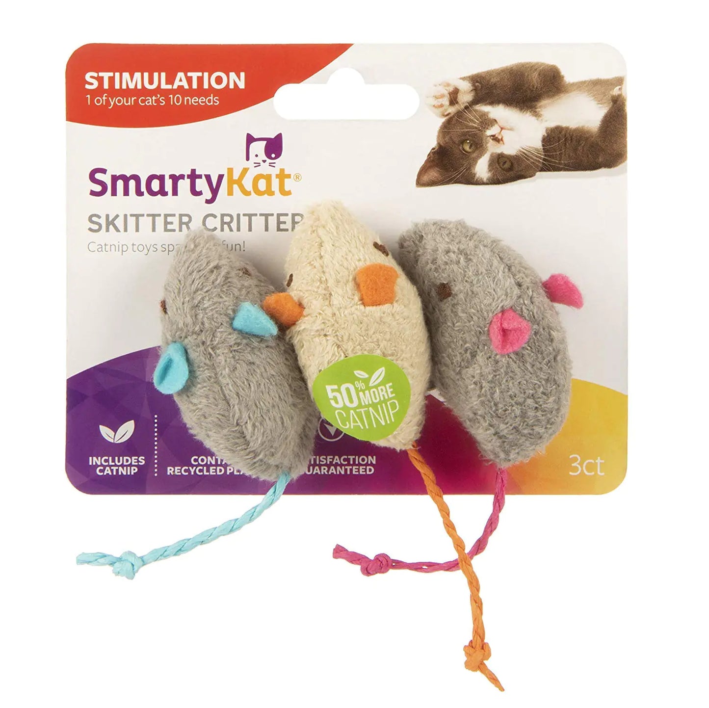 SmartyKat Skitter Critters Cat Toy Catnip Mice 3/pkg …