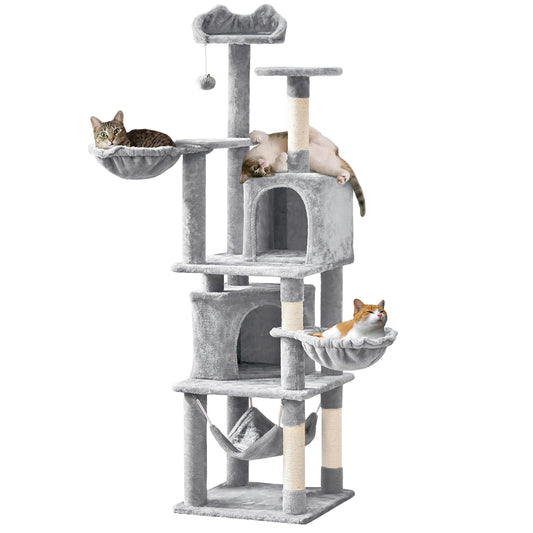 Yaheetech Tall Cat Tree 69inch Cat Tower with Large Double Cat Condo Multilevel Cat House with Double Plush Perch for Indoor Cats Kittens