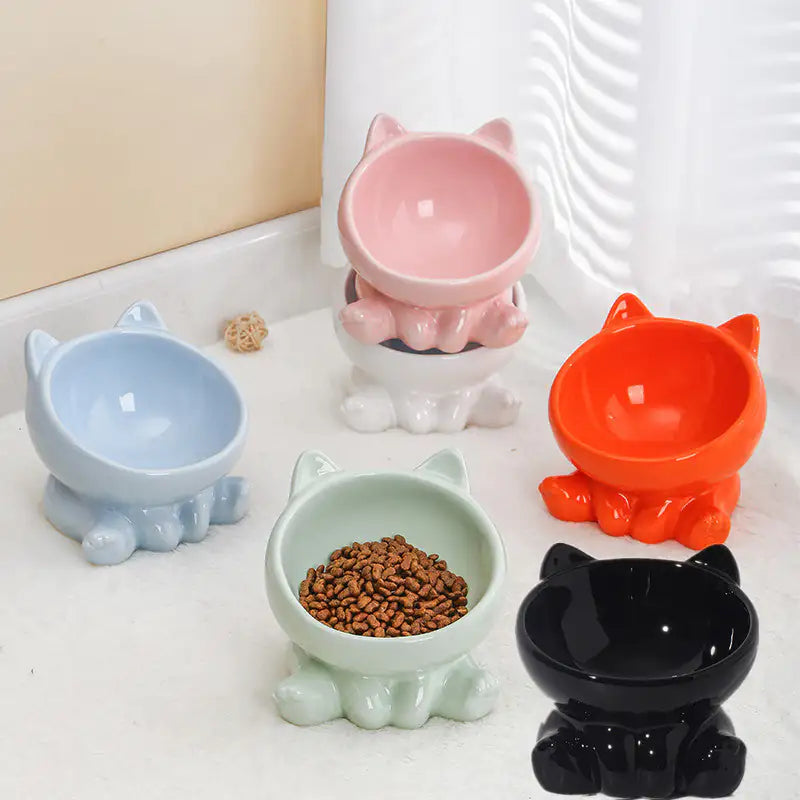 Ceramic Cat Bowl Cat Bowl Cat Food Bowl Neck Guard Oblique Mouth Dog Bowl Pet Bowl